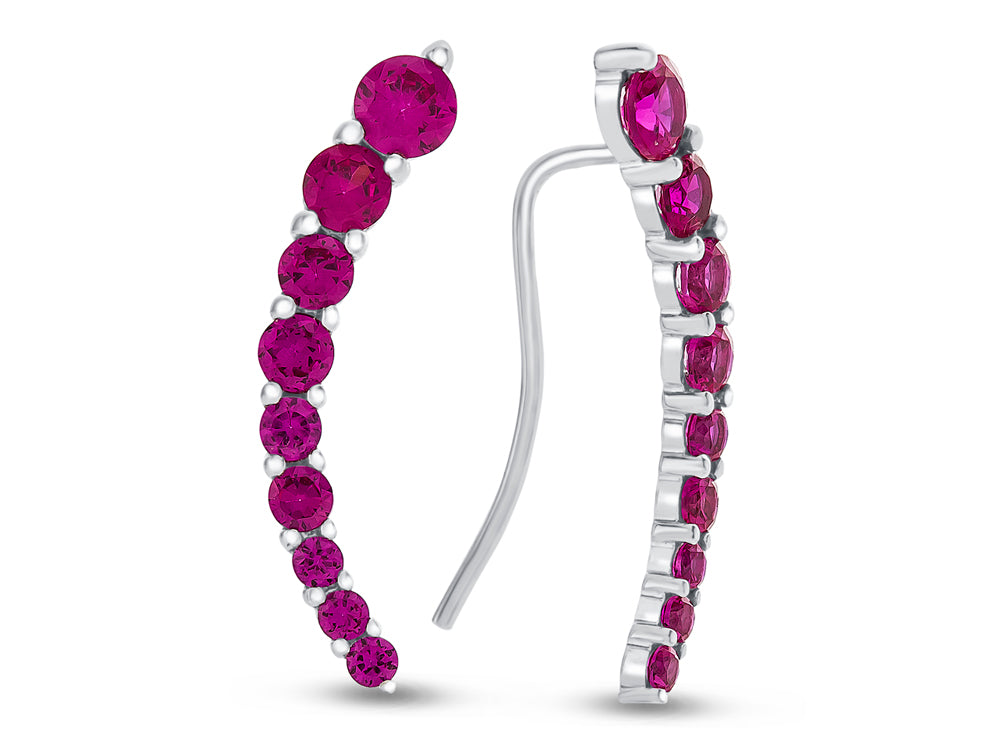 FJC Finejewelers Sterling Silver Created Ruby Earrings Climbers with Wirehook