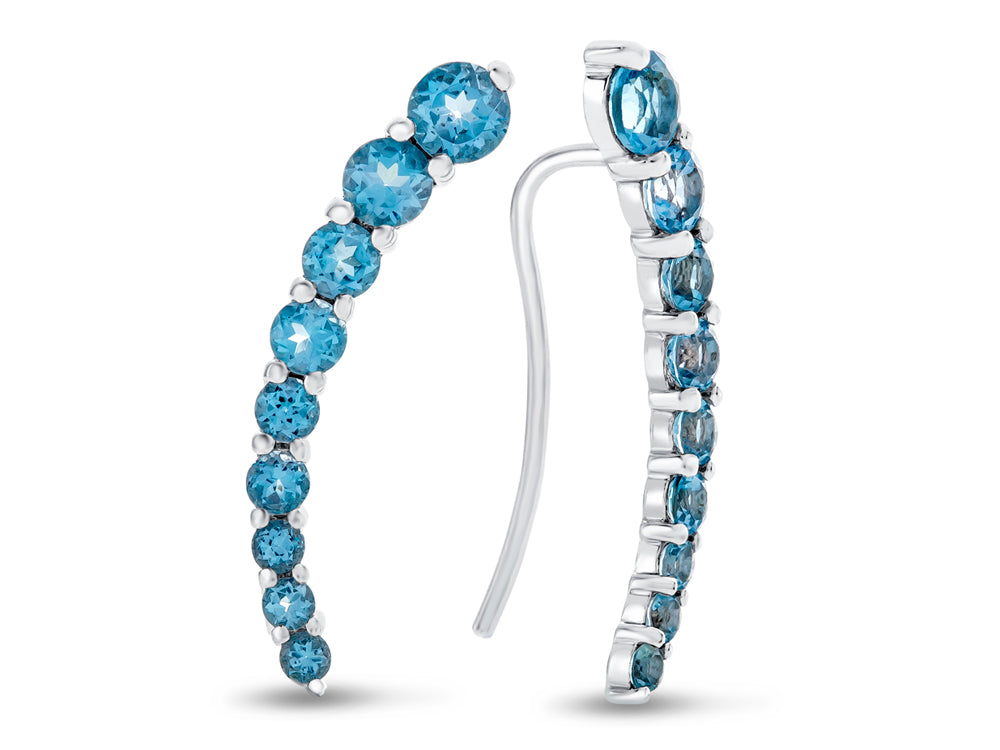 FJC Finejewelers Sterling Silver Swiss Blue Topaz Earrings Climbers with Wirehook