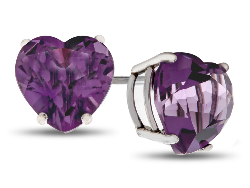FJC Finejewelers 7x7mm Heart Shaped Amethyst Post-With-Friction-Back Stud Earrings