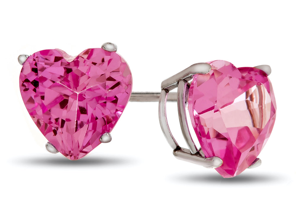 FJC Finejewelers 7x7mm Heart Shaped Created Pink Sapphire Post-With-Friction-Back Stud Earrings