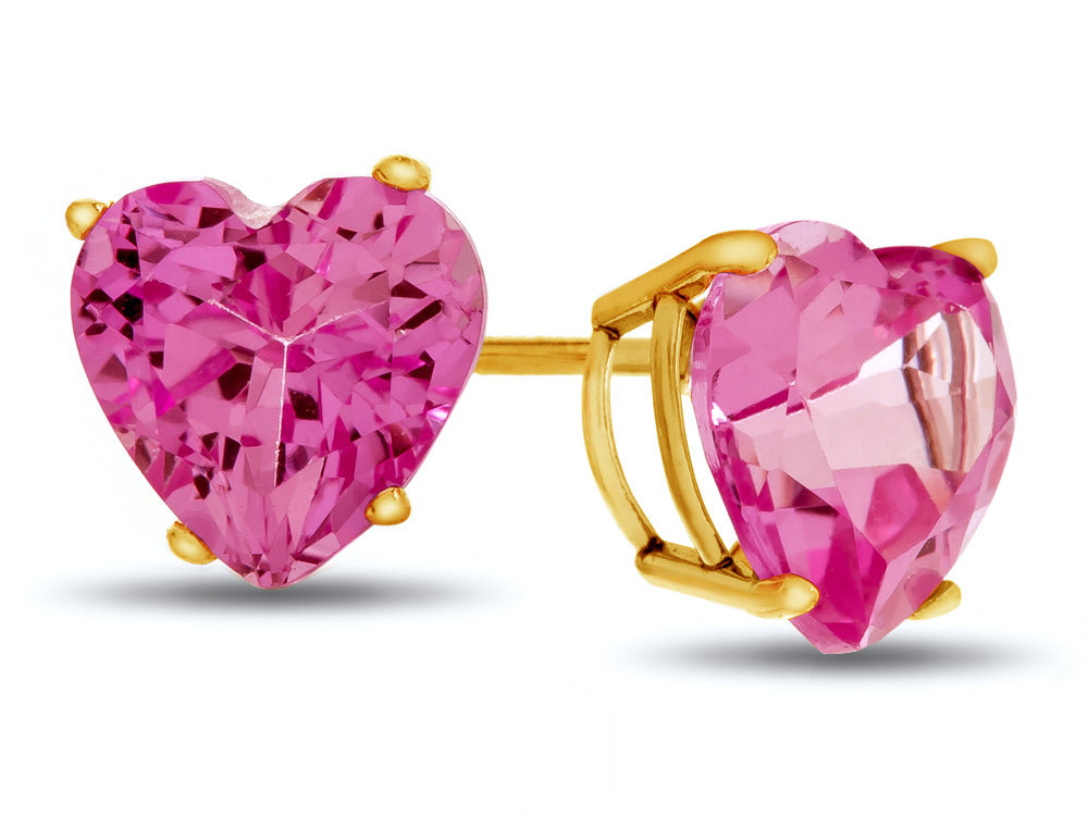 FJC Finejewelers 7x7mm Heart Shaped Created Pink Sapphire Post-With-Friction-Back Stud Earrings