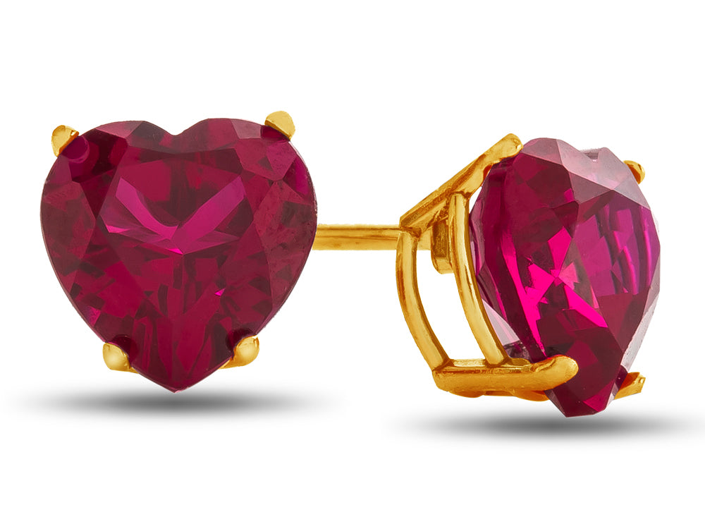 FJC Finejewelers 7x7mm Heart Shaped Created Ruby Post-With-Friction-Back Stud Earrings