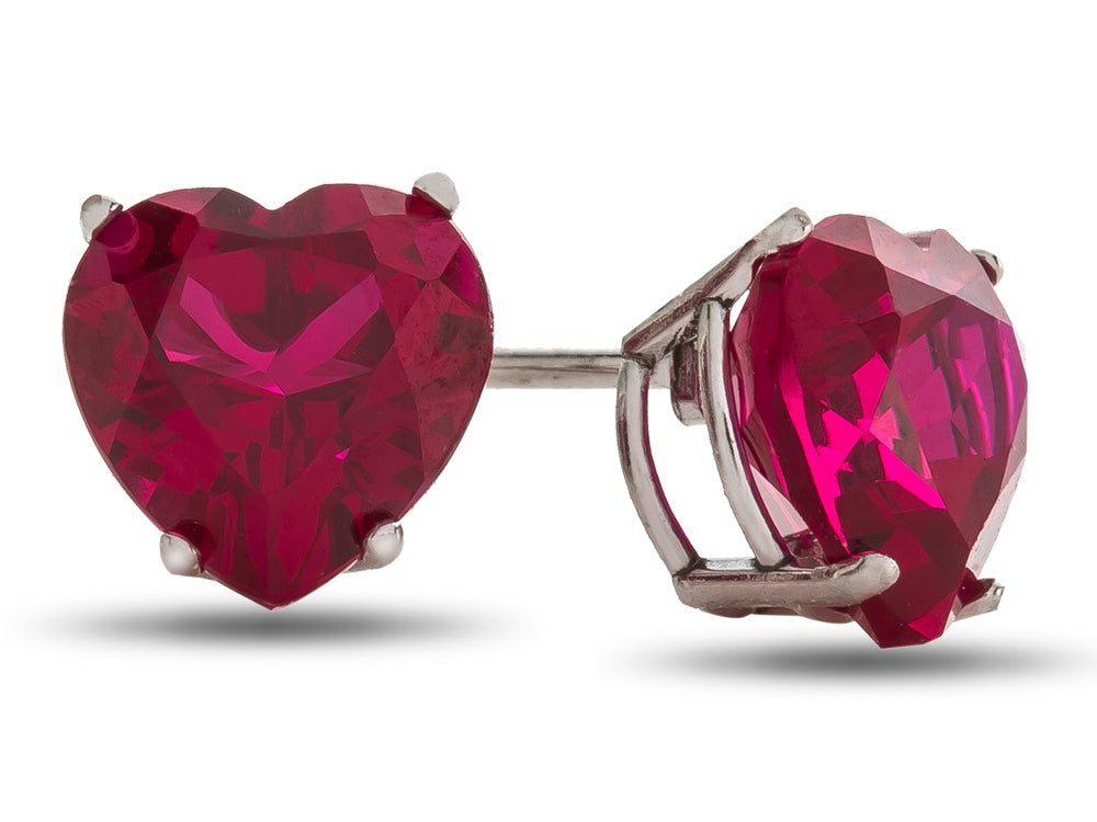 FJC Finejewelers 7x7mm Heart Shaped Created Ruby Post-With-Friction-Back Stud Earrings