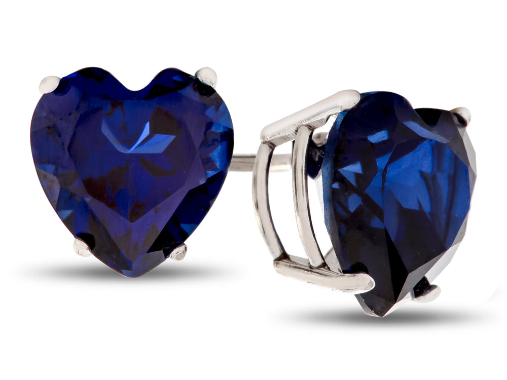FJC Finejewelers 7x7mm Heart Shaped Created Blue Sapphire Post-With-Friction-Back Stud Earrings