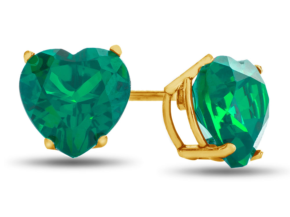 FJC Finejewelers 7x7mm Heart Shaped Simulated Emerald Post-With-Friction-Back Stud Earrings