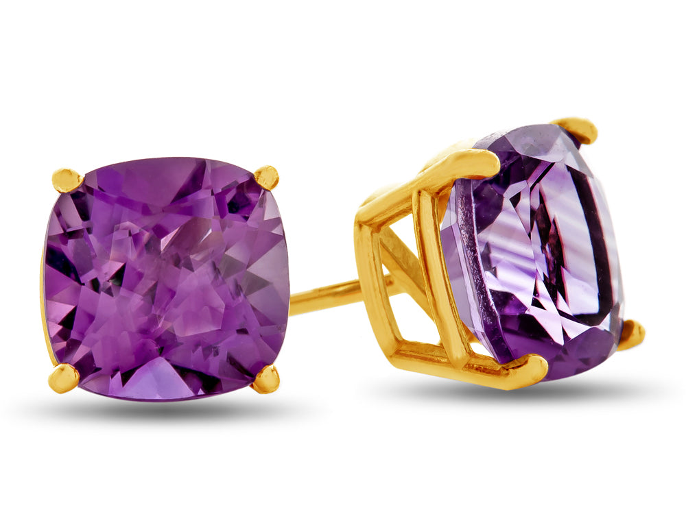 FJC Finejewelers 7x7mm Cushion-Cut Amethyst Post-With-Friction-Back Stud Earrings