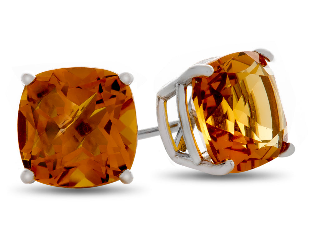 FJC Finejewelers 7x7mm Cushion-Cut Citrine Post-With-Friction-Back Stud Earrings