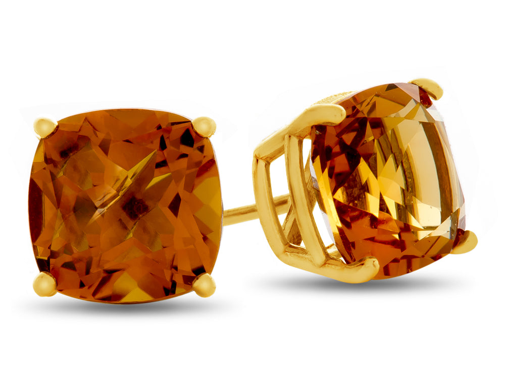 FJC Finejewelers 7x7mm Cushion-Cut Citrine Post-With-Friction-Back Stud Earrings