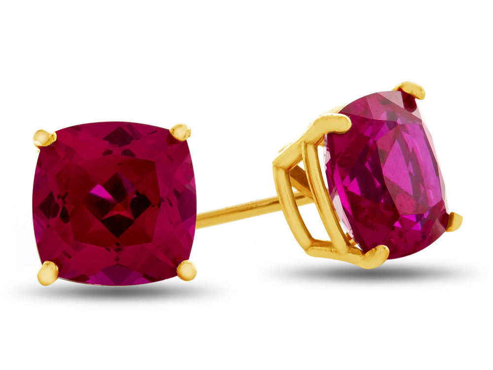 FJC Finejewelers 7x7mm Cushion-Cut Created Ruby Post-With-Friction-Back Stud Earrings