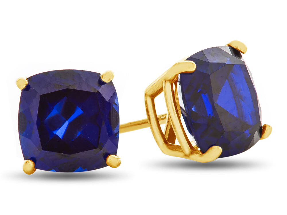 FJC Finejewelers 7x7mm Cushion-Cut Created Blue Sapphire Post-With-Friction-Back Stud Earrings