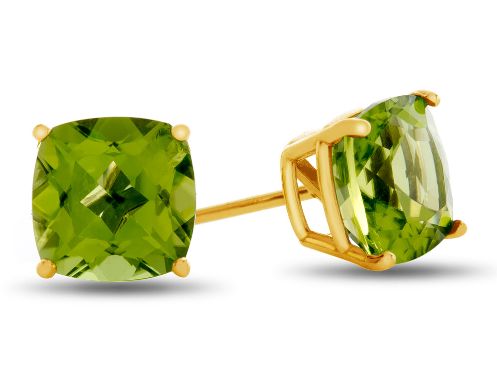 FJC Finejewelers 7x7mm Cushion-Cut Peridot Post-With-Friction-Back Stud Earrings