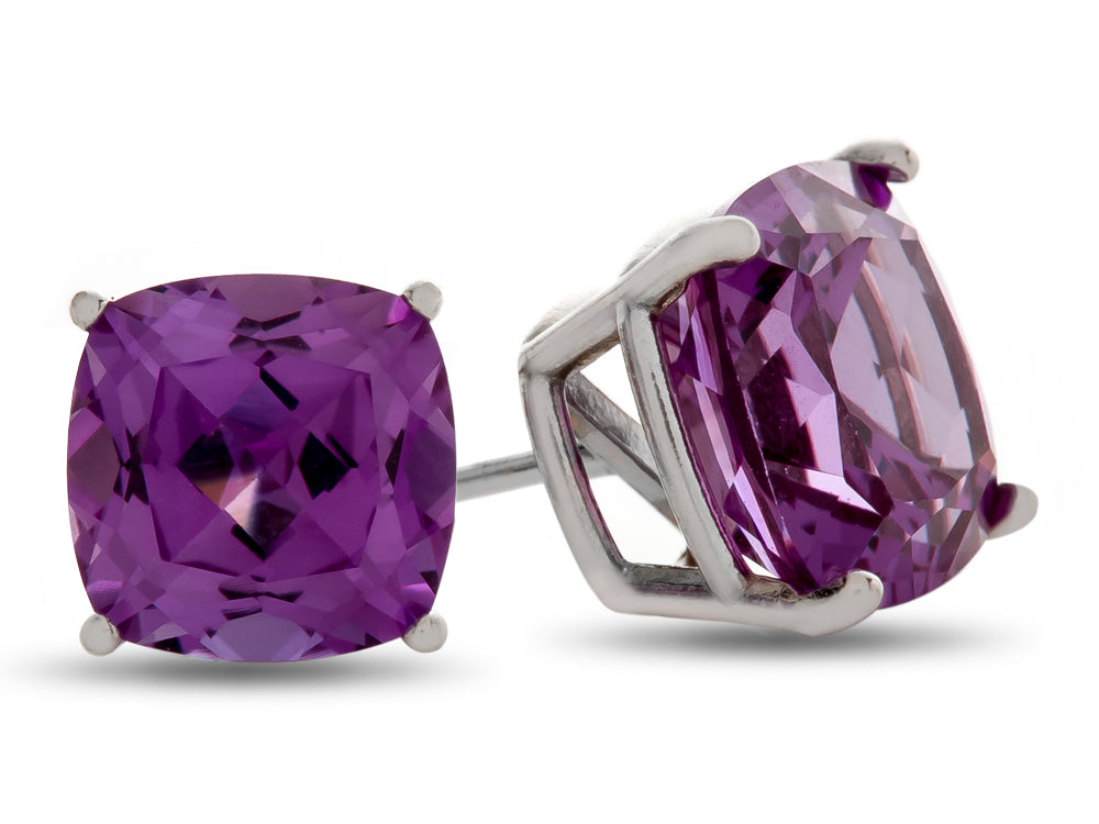 FJC Finejewelers 7x7mm Cushion-Cut Simulated Alexandrite Post-With-Friction-Back Stud Earrings