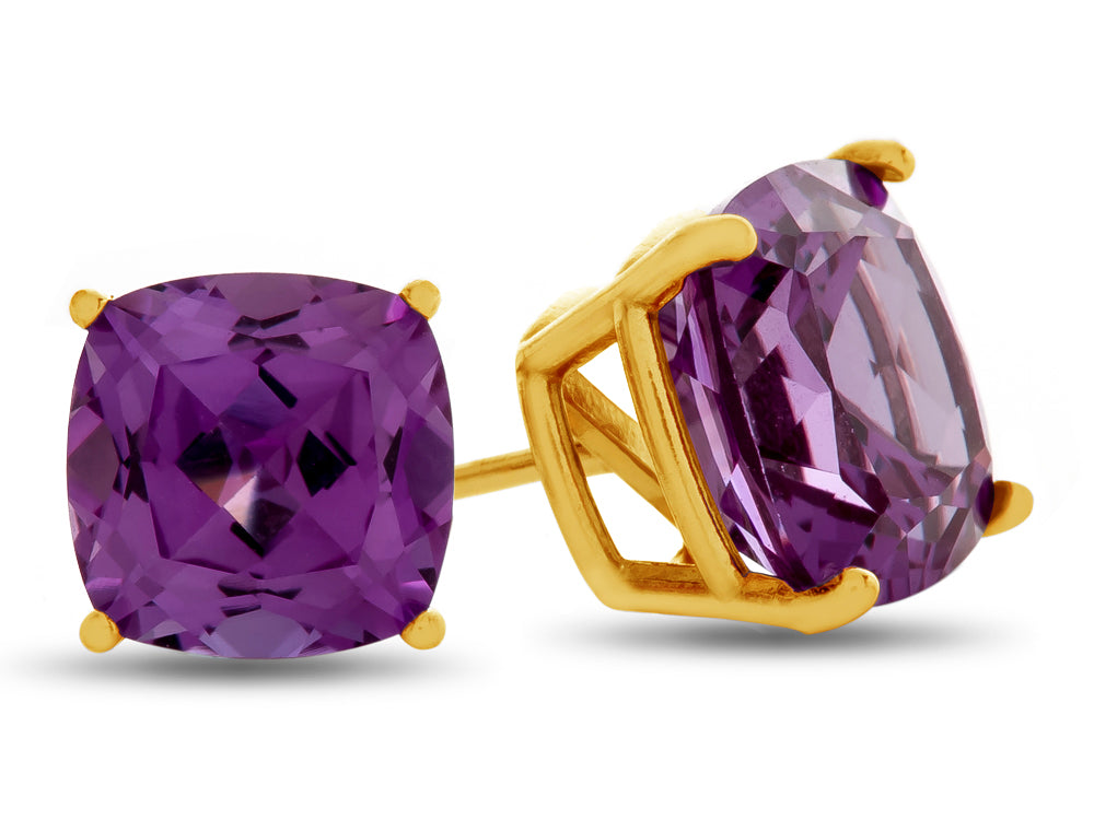 FJC Finejewelers 7x7mm Cushion-Cut Simulated Alexandrite Post-With-Friction-Back Stud Earrings