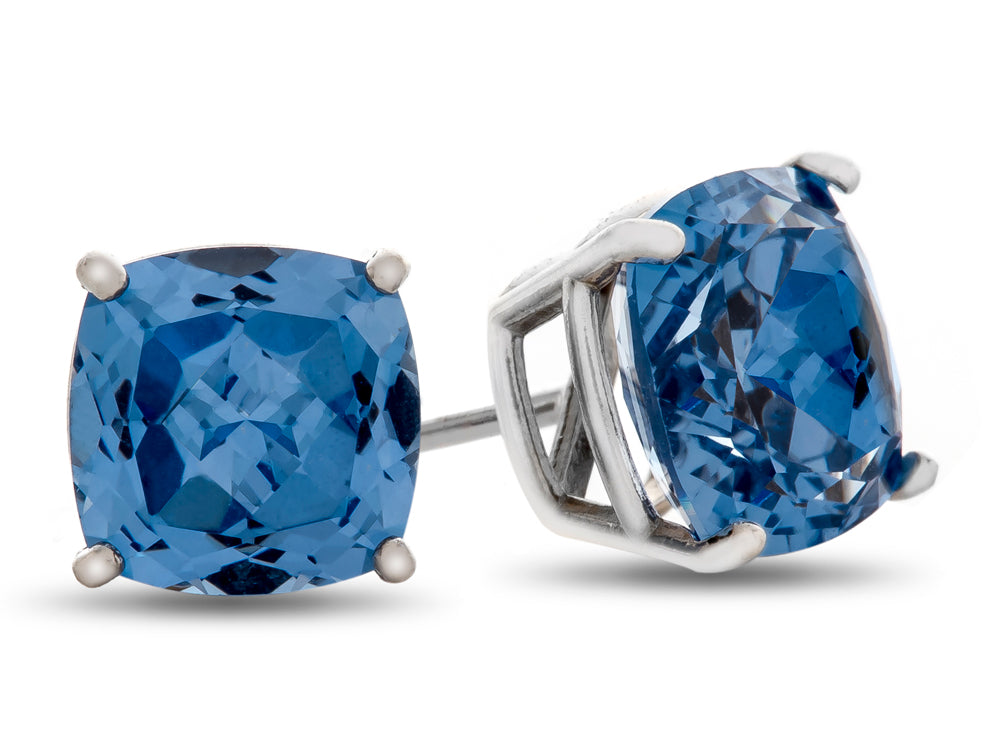 FJC Finejewelers 7x7mm Cushion-Cut Simulated Aquamarine Post-With-Friction-Back Stud Earrings