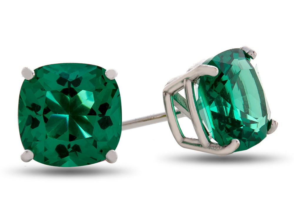 FJC Finejewelers 7x7mm Cushion-Cut Simulated Emerald Post-With-Friction-Back Stud Earrings