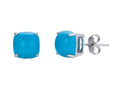 FJC Finejewelers 14k White Gold 7x7mm Cushion-Cut Compressed Turquoise Stud Earrings