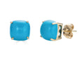 FJC Finejewelers 14k Yellow Gold 7x7mm Cushion-Cut Compressed Turquoise Stud Earrings