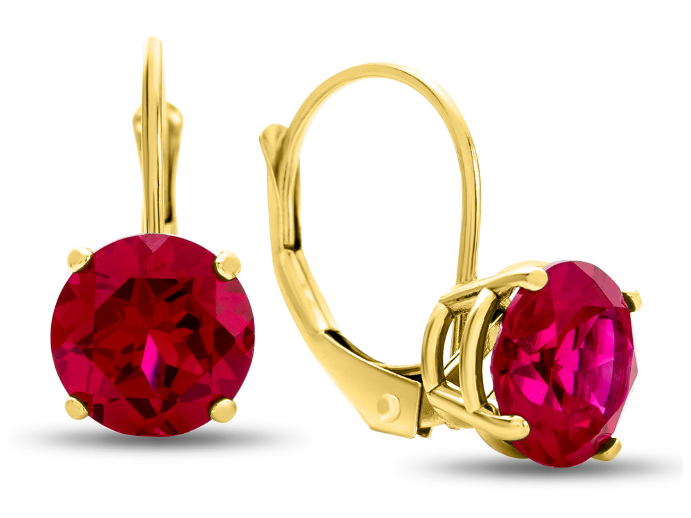 FJC Finejewelers 7x7mm Round Created Ruby Lever-back Drop Earrings