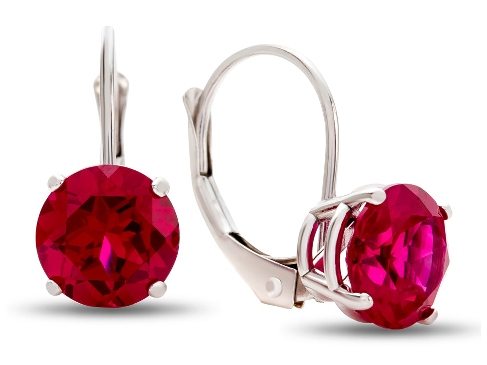 FJC Finejewelers 7x7mm Round Created Ruby Lever-back Drop Earrings