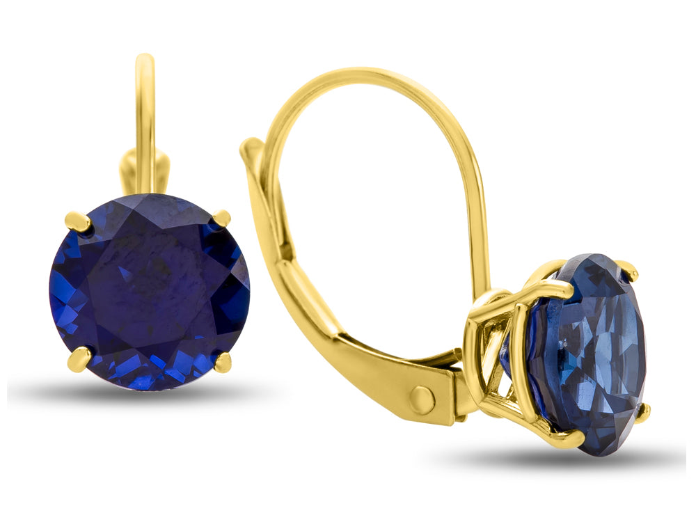 FJC Finejewelers 7x7mm Round Created Blue Sapphire Lever-back Drop Earrings