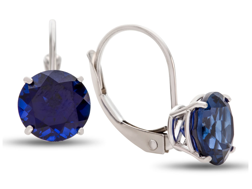 FJC Finejewelers 7x7mm Round Created Blue Sapphire Lever-back Drop Earrings