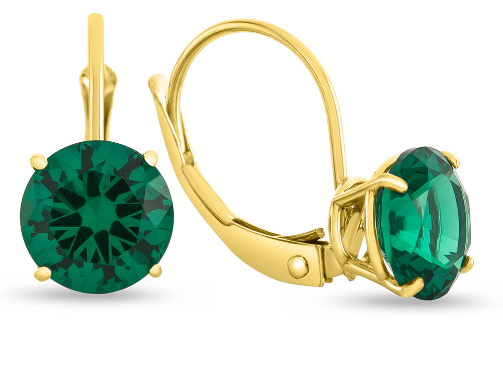 FJC Finejewelers 7x7mm Round Simulated Emerald Lever-back Drop Earrings