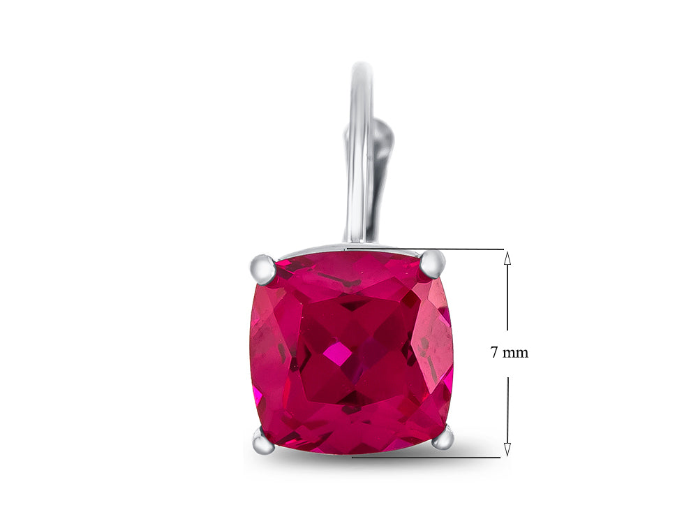 FJC Finejewelers 7x7mm Cushion-Cut Created Ruby Lever-back Drop Earrings