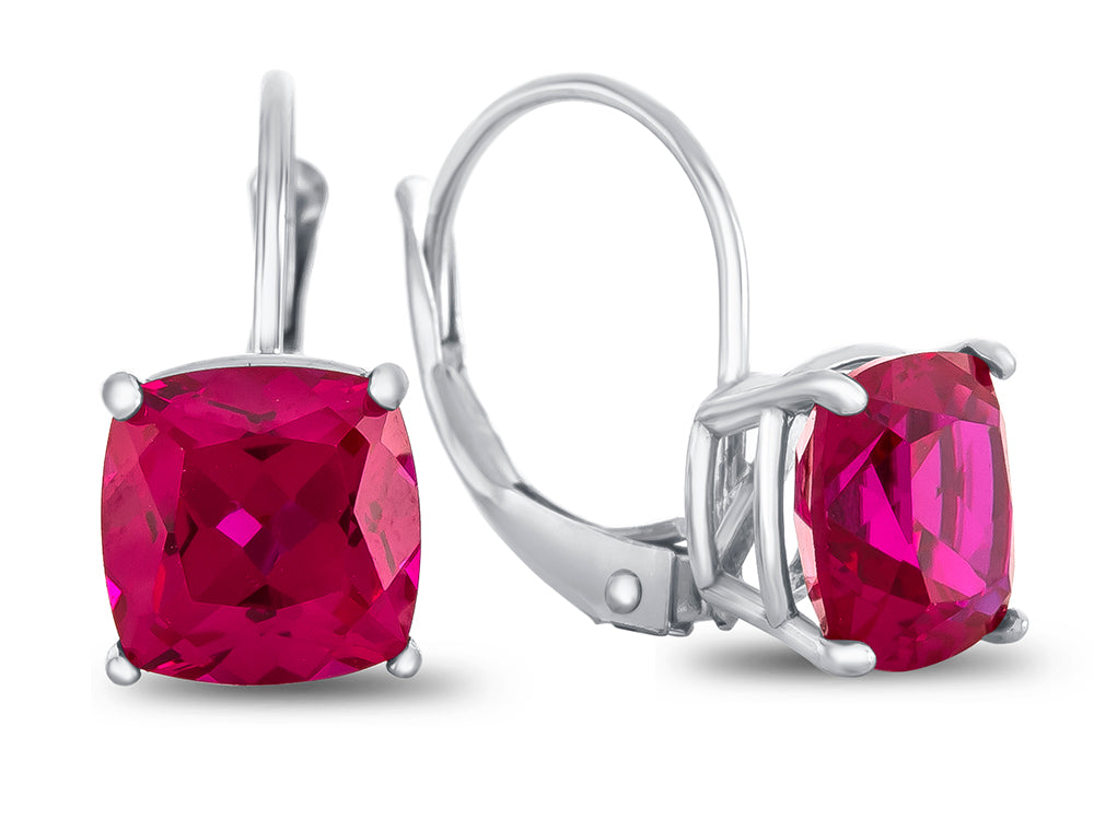 FJC Finejewelers 7x7mm Cushion-Cut Created Ruby Lever-back Drop Earrings