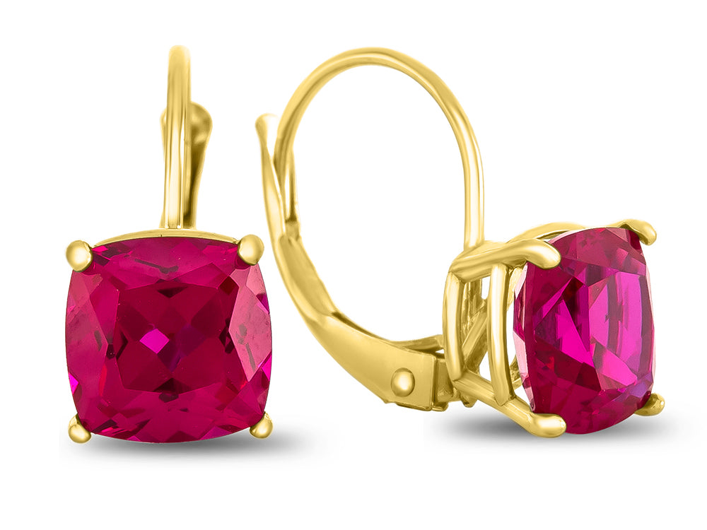 FJC Finejewelers 7x7mm Cushion-Cut Created Ruby Lever-back Drop Earrings