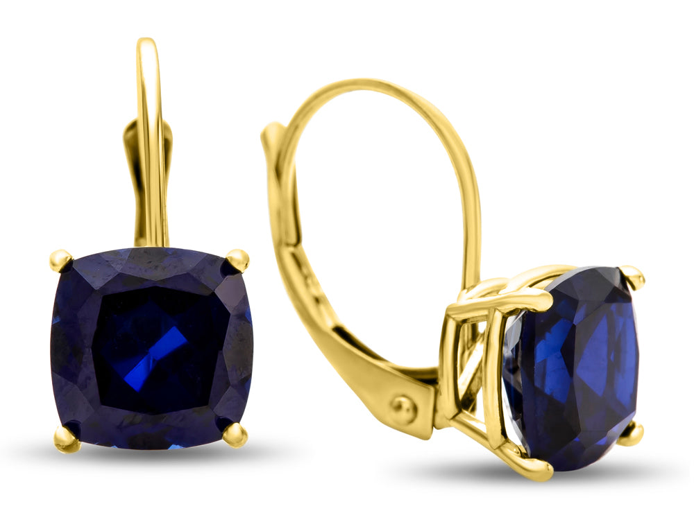FJC Finejewelers 7x7mm Cushion-Cut Created Blue Sapphire Lever-back Drop Earrings