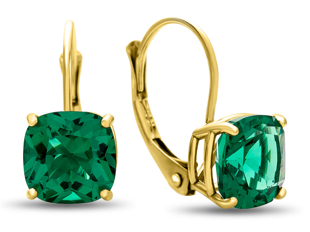 FJC Finejewelers 7x7mm Cushion-Cut Simulated Emerald Lever-back Drop Earrings