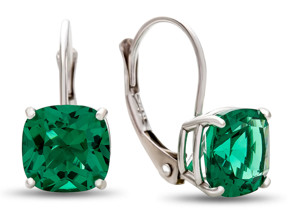 FJC Finejewelers 7x7mm Cushion-Cut Simulated Emerald Lever-back Drop Earrings