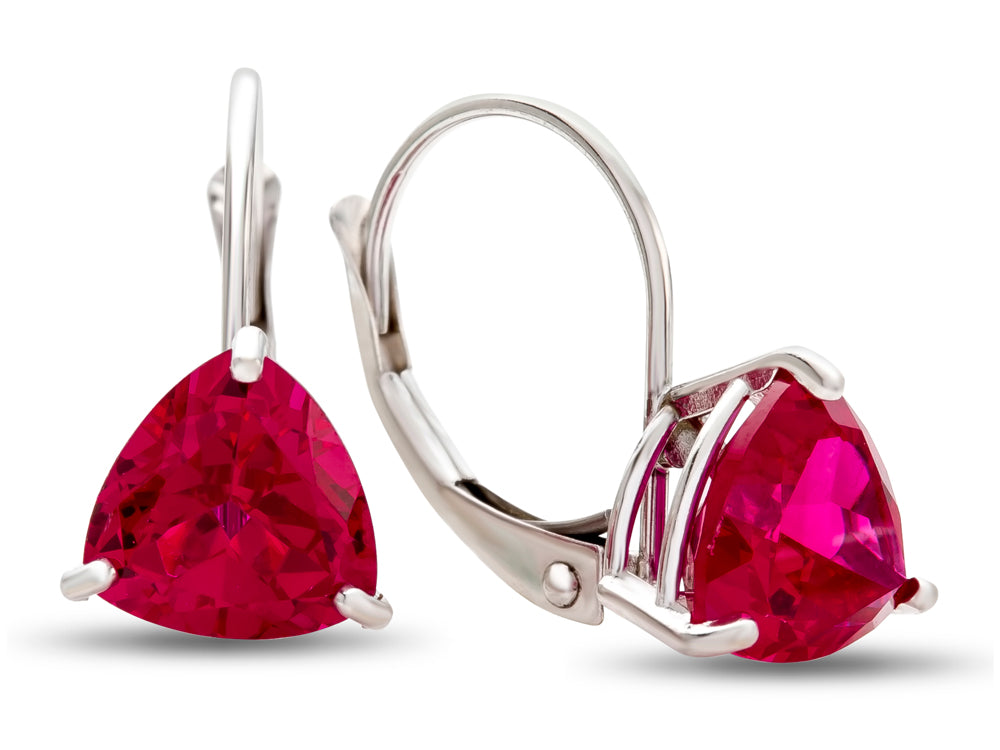 FJC Finejewelers 7x7mm Trillion Created Ruby Lever-back Drop Earrings
