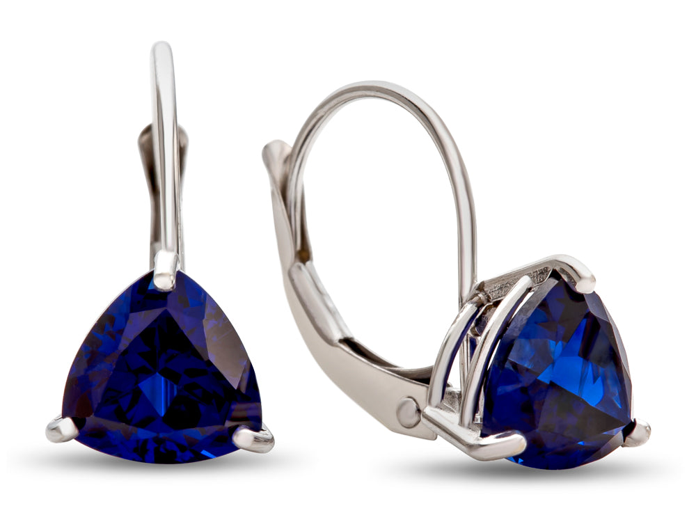 FJC Finejewelers 7x7mm Trillion Created Blue Sapphire Lever-back Drop Earrings