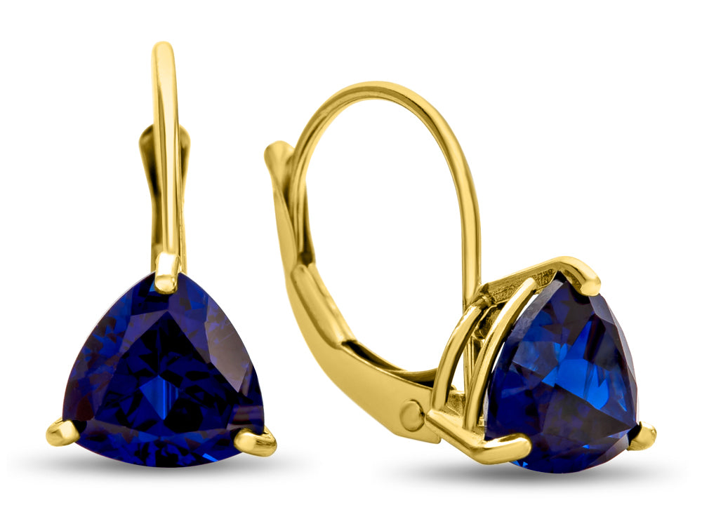FJC Finejewelers 7x7mm Trillion Created Blue Sapphire Lever-back Drop Earrings