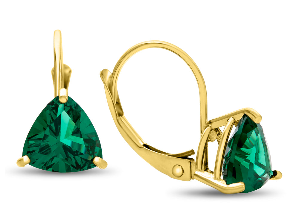 FJC Finejewelers 7x7mm Trillion Simulated Emerald Lever-back Drop Earrings