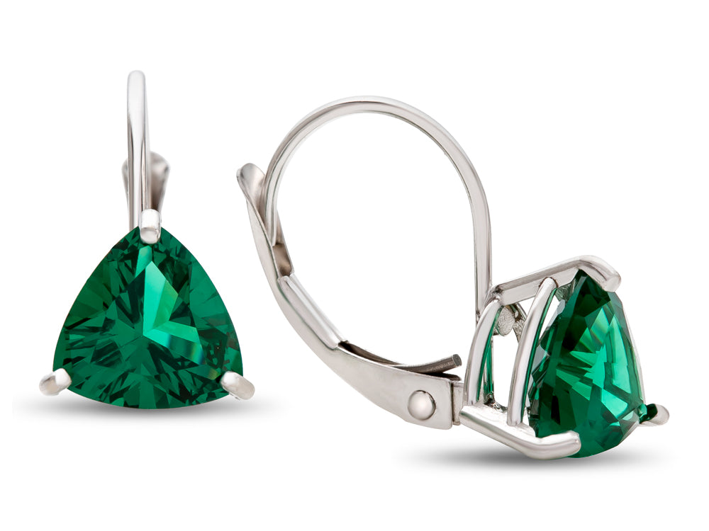 FJC Finejewelers 7x7mm Trillion Simulated Emerald Lever-back Drop Earrings