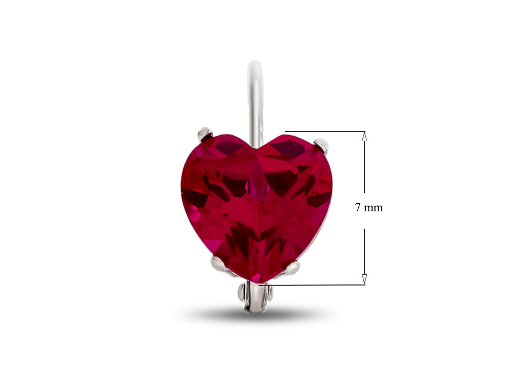 FJC Finejewelers 7x7mm Heart Shaped Created Ruby Lever-back Drop Earrings