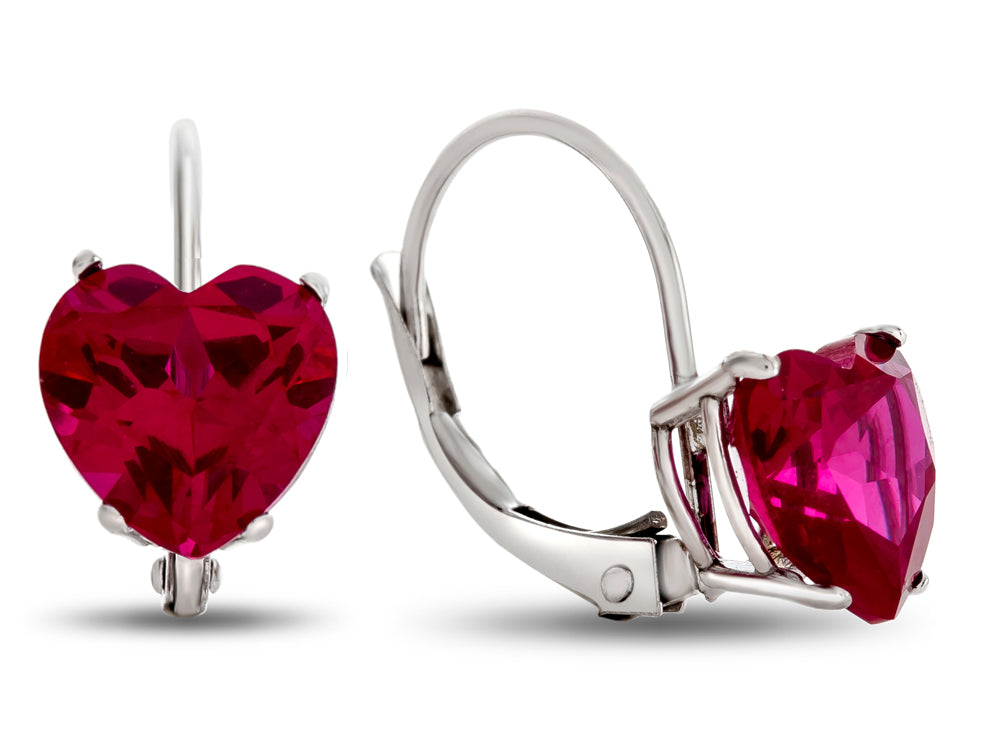FJC Finejewelers 7x7mm Heart Shaped Created Ruby Lever-back Drop Earrings