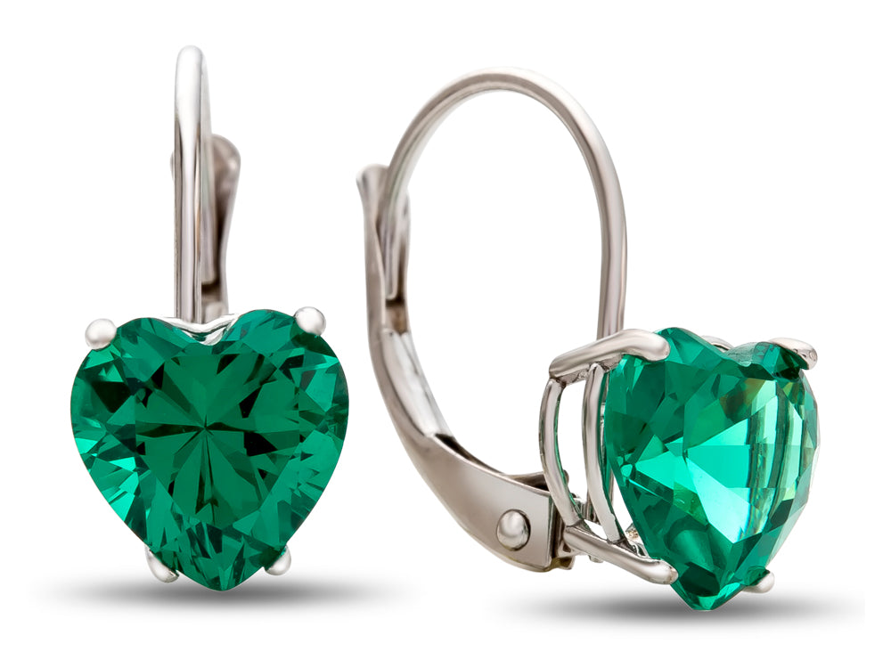 FJC Finejewelers 7x7mm Heart Shaped Simulated Emerald Lever-back Drop Earrings