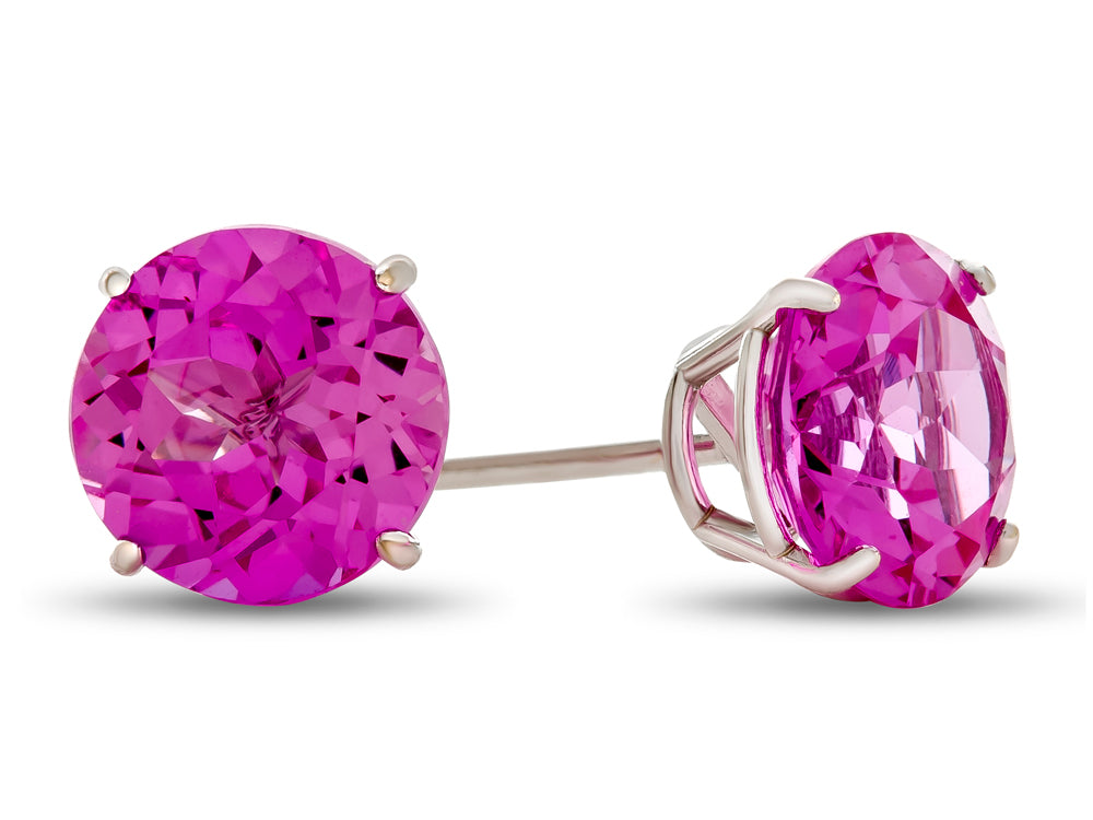 FJC Finejewelers 6mm Round Created Pink Sapphire Post-With-Friction-Back Stud Earrings