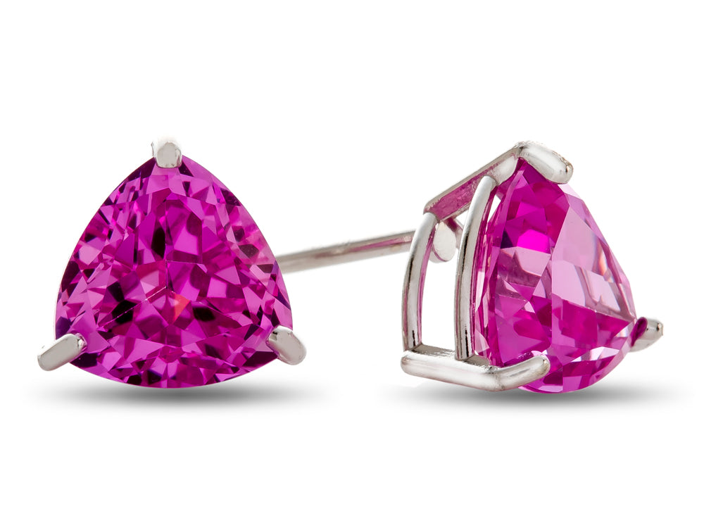 FJC Finejewelers 6x6mm Trillion Created Pink Sapphire Post-With-Friction-Back Stud Earrings