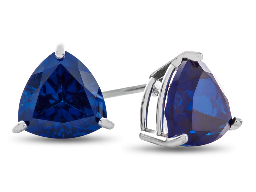 FJC Finejewelers 6x6mm Trillion Created Blue Sapphire Post-With-Friction-Back Stud Earrings