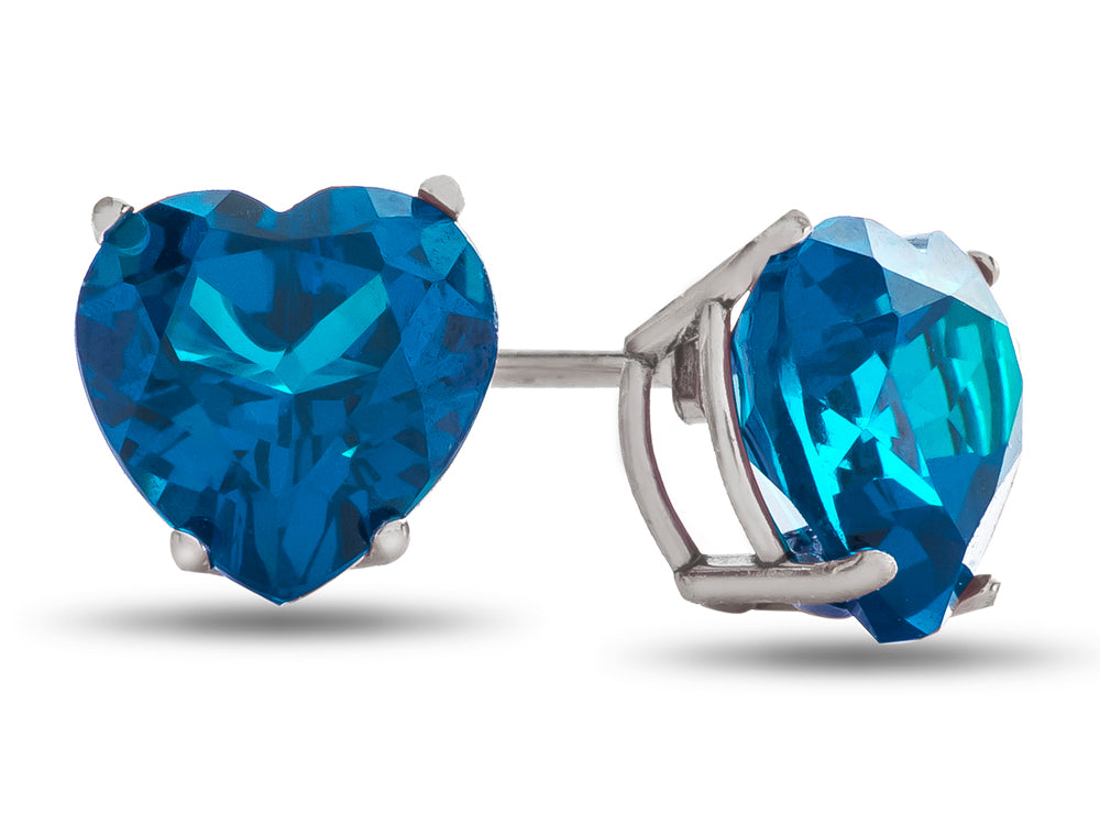 FJC Finejewelers 6x6mm Heart Shaped Simulated Aquamarine Post-With-Friction-Back Stud Earrings