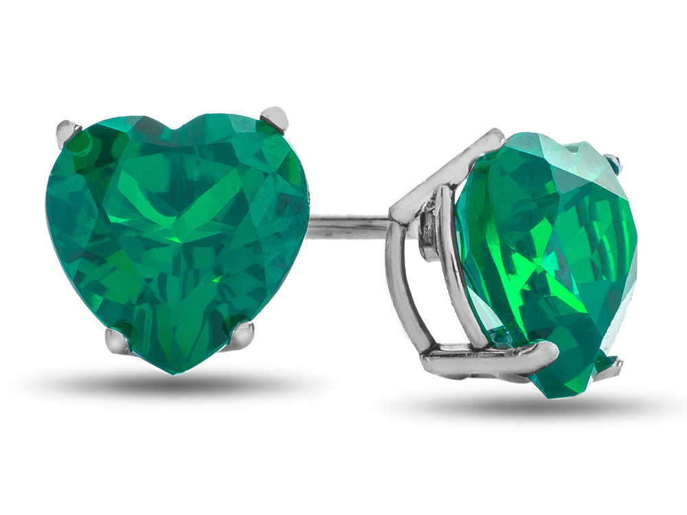FJC Finejewelers 6x6mm Heart Shaped Simulated Emerald Post-With-Friction-Back Stud Earrings