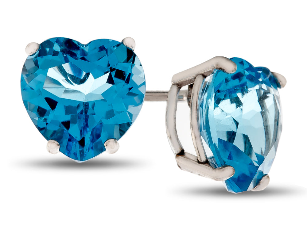 FJC Finejewelers 6x6mm Heart Shaped Swiss Blue Topaz Post-With-Friction-Back Stud Earrings