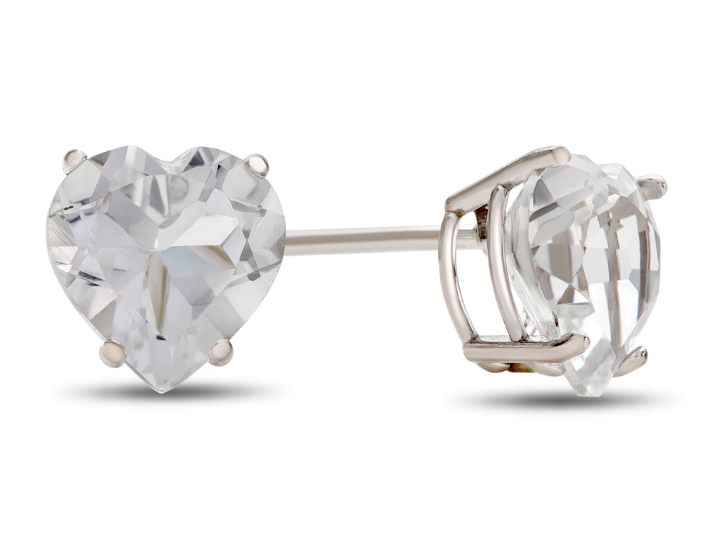FJC Finejewelers 6x6mm Heart Shaped White Topaz Post-With-Friction-Back Stud Earrings