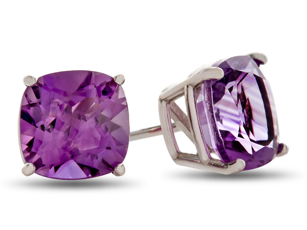 FJC Finejewelers 6x6mm Cushion-Cut Amethyst Post-With-Friction-Back Stud Earrings