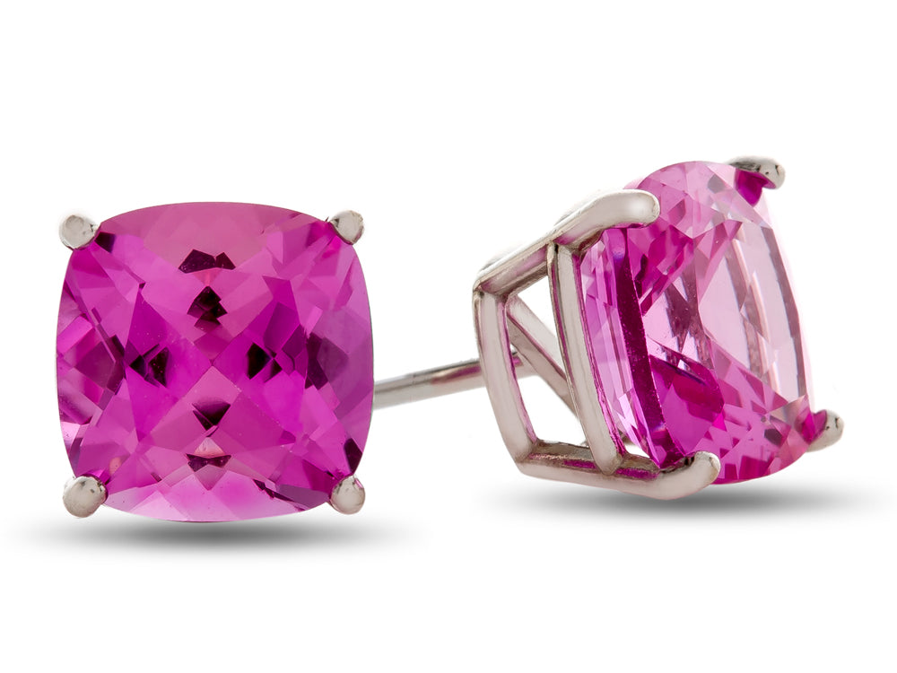 FJC Finejewelers 6x6mm Cushion-Cut Created Pink Sapphire Post-With-Friction-Back Stud Earrings