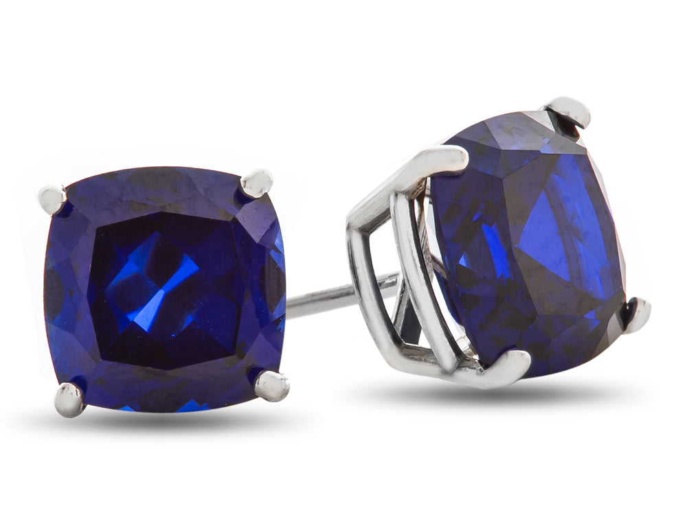 FJC Finejewelers 6x6mm Cushion-Cut Created Blue Sapphire Post-With-Friction-Back Stud Earrings